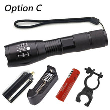 LED flashlight Tactical Flashlight 5000 Lumens  Zoomable 5 Modes Aluminum LED Torch Flashlight