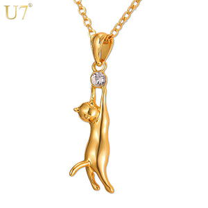 Cute Cat Necklace & Pendant For Women Silver/Gold Color Wholesale